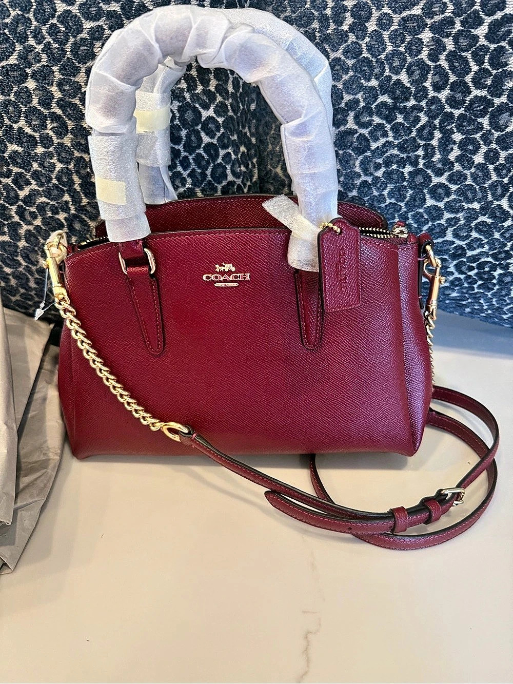 Coach Bennett Satchel in Crossgrain Leather Wine Red NWT